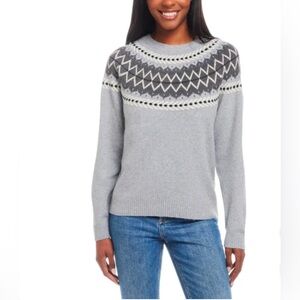 Weatherproof Gray and White Crew Neck Sweater